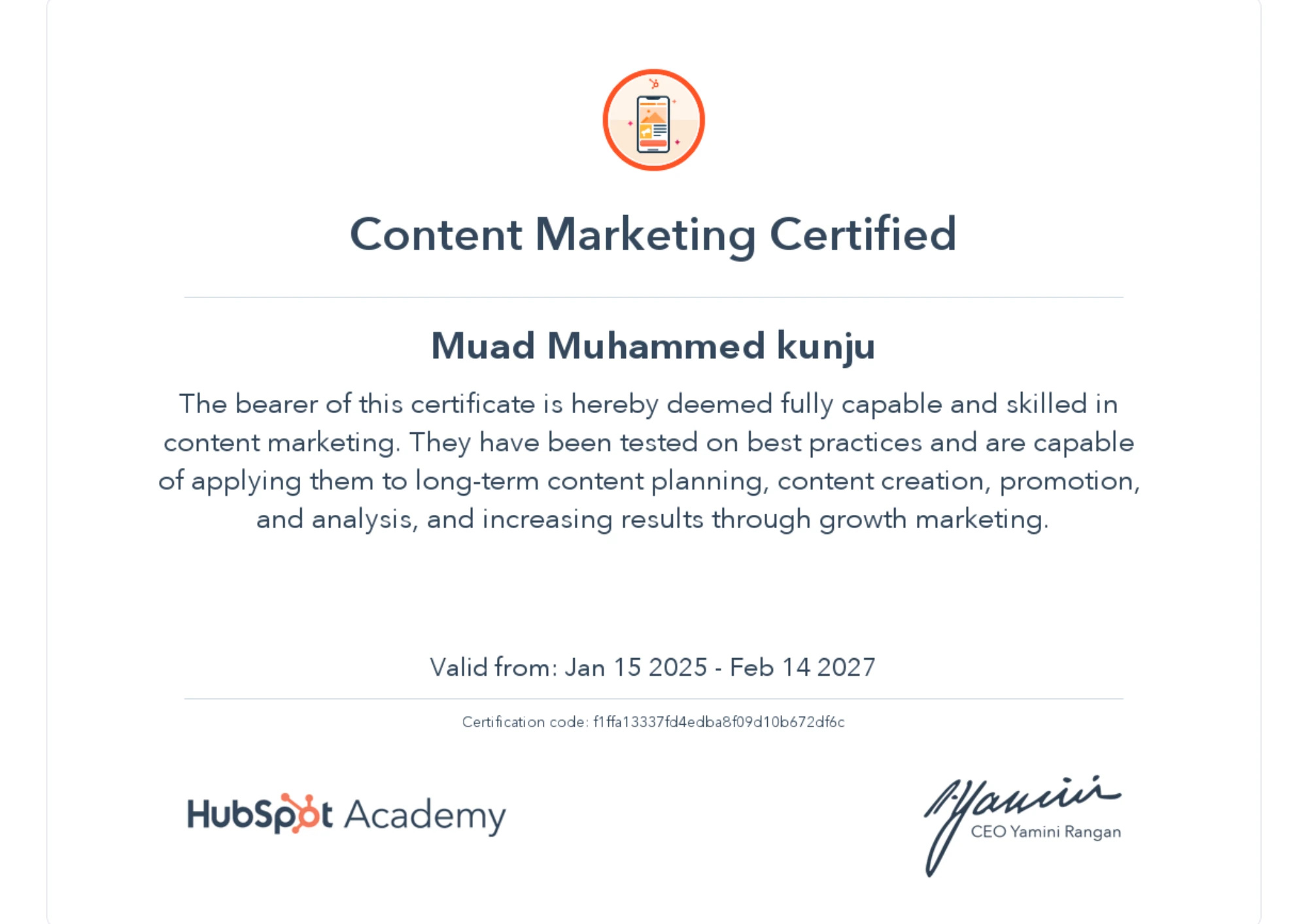 Certification in content marketing in hubspot best digital marketing expert in kollam